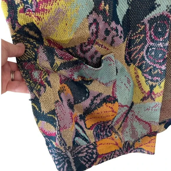 Missoni 1970s Vintage Metallic Knit Butterfly One Button Cardigan VGVC Sweater